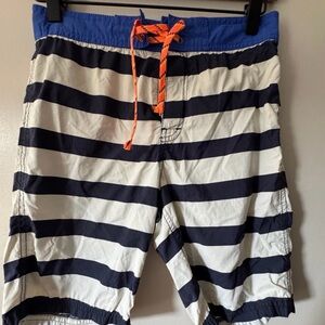 Crewcuts J Crew Boys Swim Navy white Stripe Trunk Shorts Sz 12 EUC